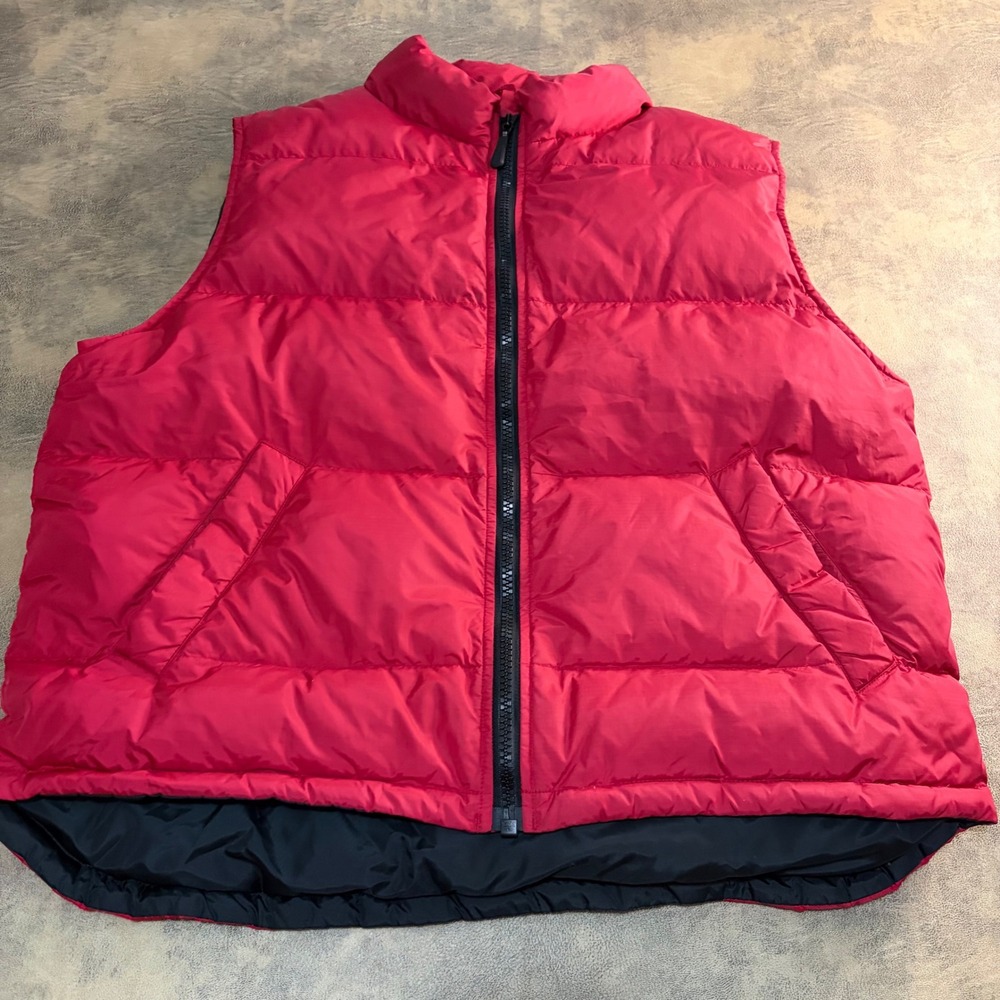 Eddie Bauer Puffer Vest Mens L Red Goose Down Insulated Full Zip Quilted 1419